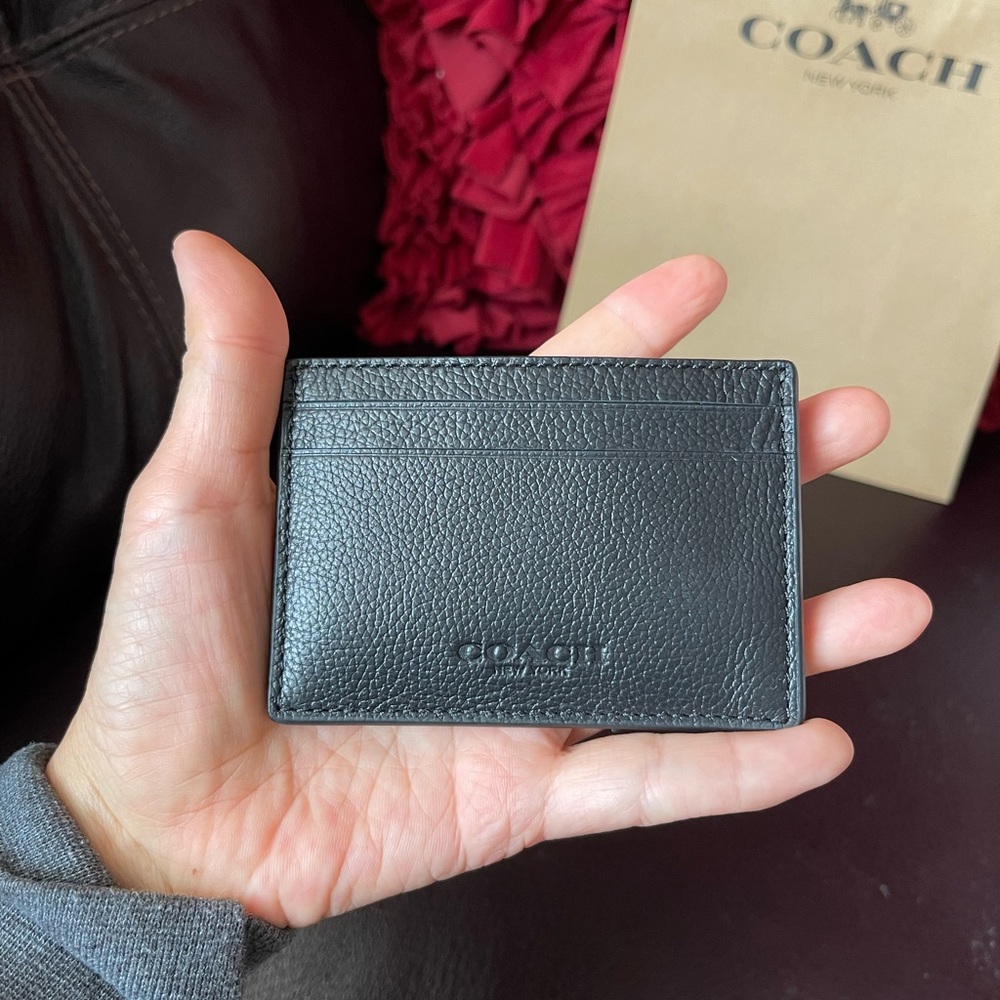 Coach Men's Money Clip Card Case Calf Leather Wallet F75459 Black NWT - Picture 4 of 7